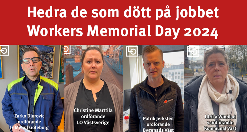 Zarko Djurovic, Christine Marttila, Patrik Jerksten och Ulrika Winblad är med i vår film inför Workers Memorial Day 2024