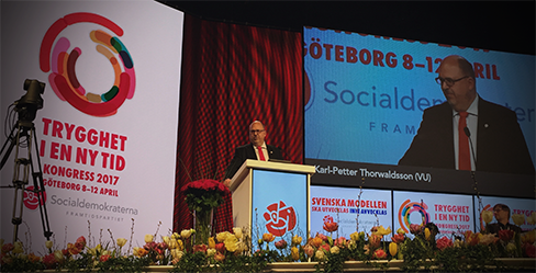 Karl-Petter Thorwaldsson talar på S-kongressen 2017