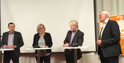 Lars Calmfors, Åsa Kjellberg-Kahn, Torbjörn Johansson och Mats Morin.